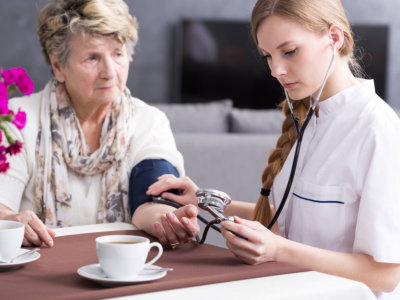 nurse with senior woman